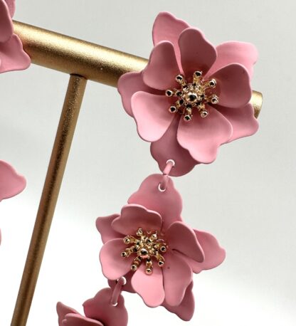 Örhänge - blomma 3 rosa - Bild 2