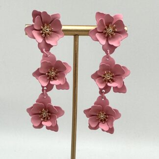 Örhänge - blomma 3 rosa