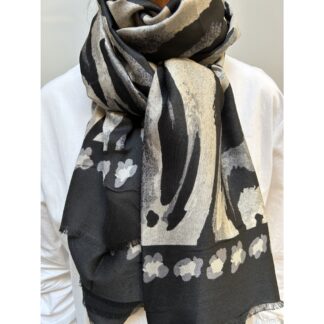 Sjal - zebra flower black