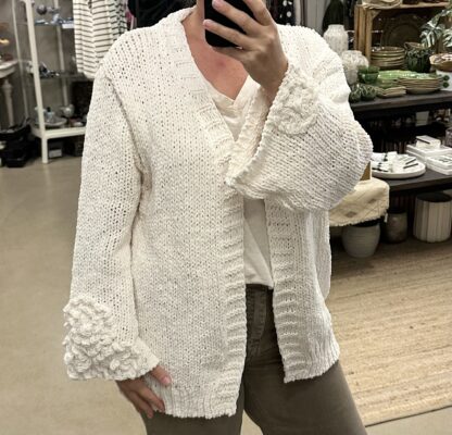 Flower sleeve cardigan - offwhite