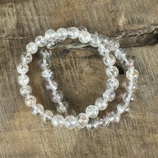 Armband - bergkristall/hematit mix