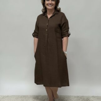 Joy linen dress - chocolate