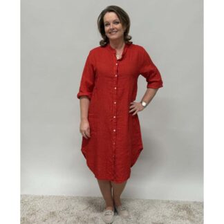 Carina linen dress - red