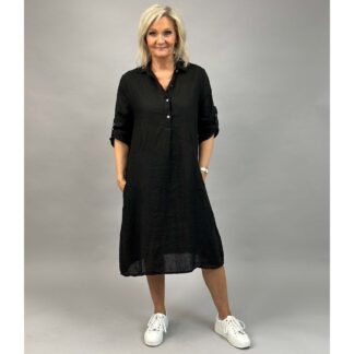 Joy linen dress - black