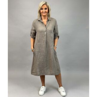 Joy linen dress - taupe