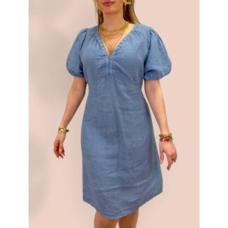 Majken linen dress - jeans blue