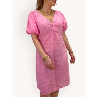 Majken linen dress - candy pink