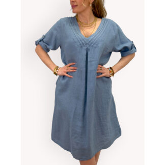 Wendy linen dress - jeans blue