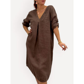 Wendy linen dress - chocolate