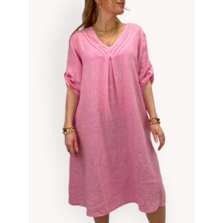 Wendy linen dress - candy pink