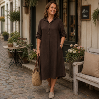 Joy linen dress - chocolate