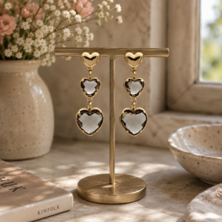 Crystal heart ear - smokey