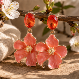 Flower bling ear - coral