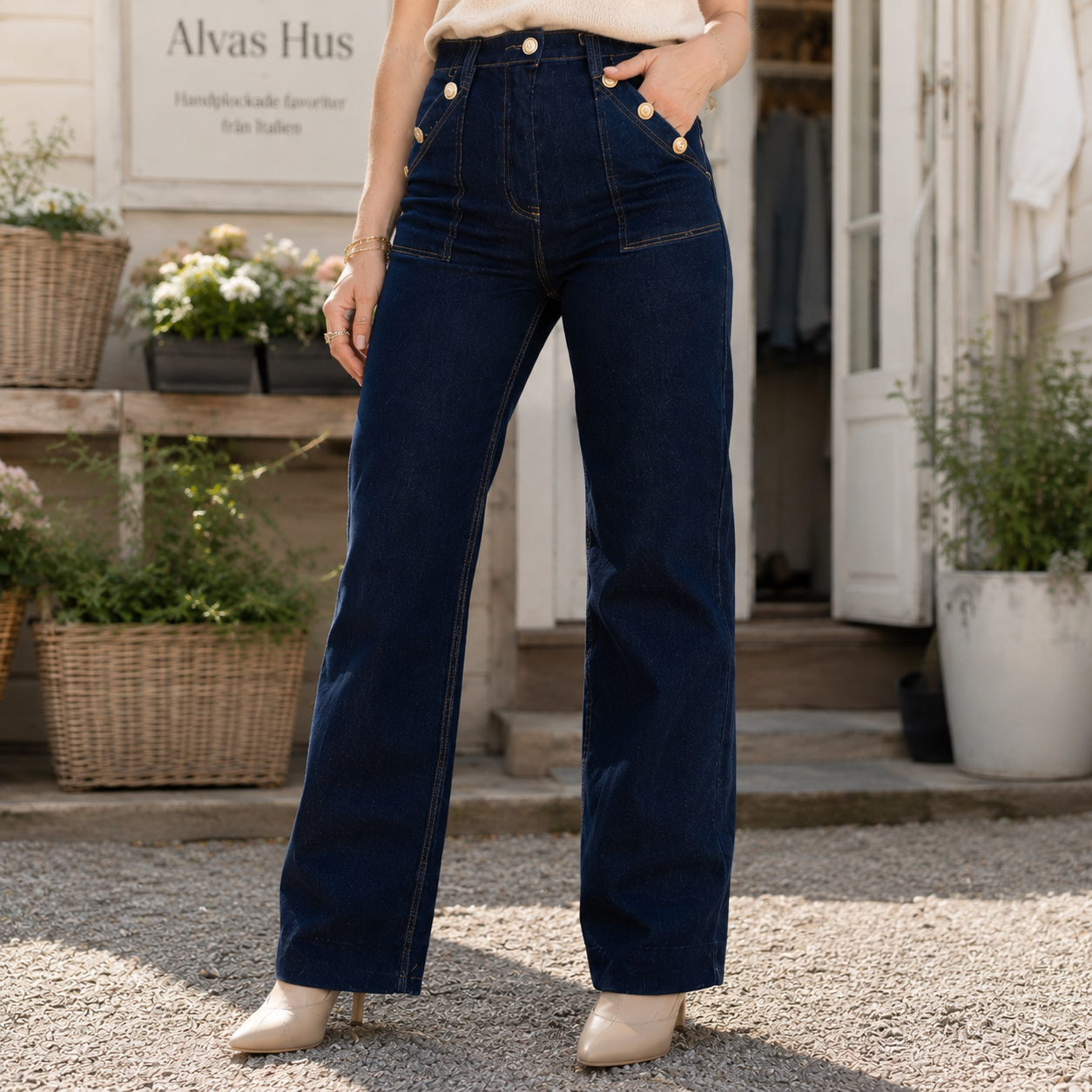 Denim Life Button jeans - dark denim