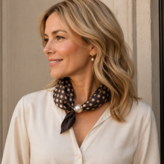 Pearl scarf - small dot brown