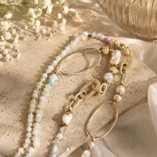 Bead necklace - long sand