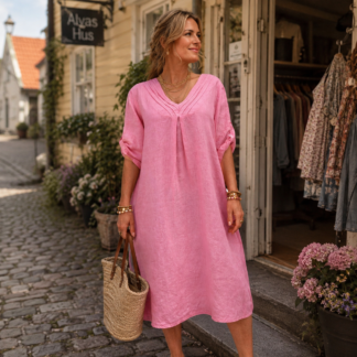 Wendy linen dress - candy pink