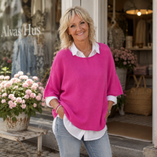 Nessa poncho knit - fuchsia