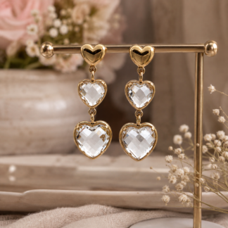 Crystal heart ear - clear