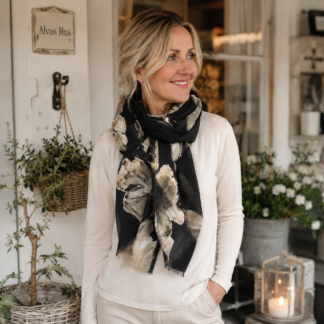 Flower scarf - black