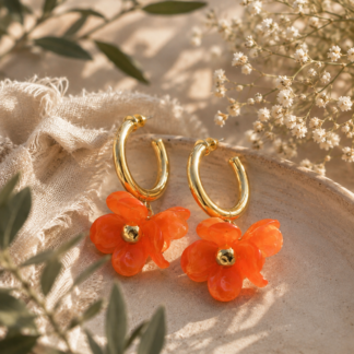 Chunky flower ear - orange