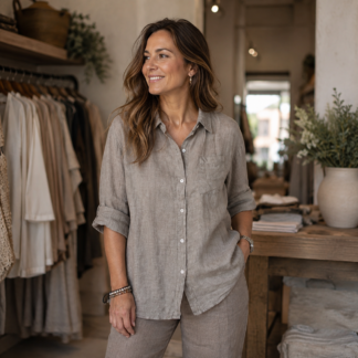 Ava linen shirt - taupe