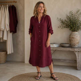 Carina linen dress - wine
