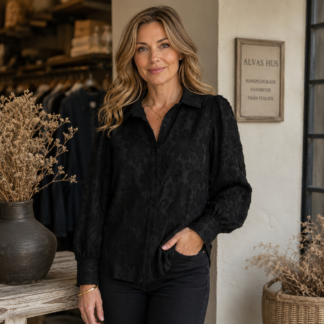 Flower frill blouse - black
