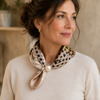 Pearl scarf - small dot beige