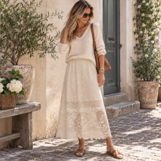 Lace skirt - sand