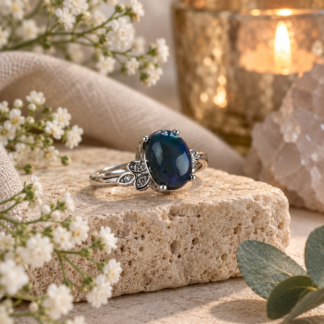 Ring - svart opal