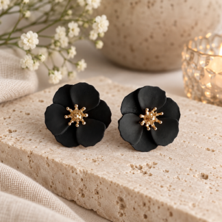 Örhänge - small flower black