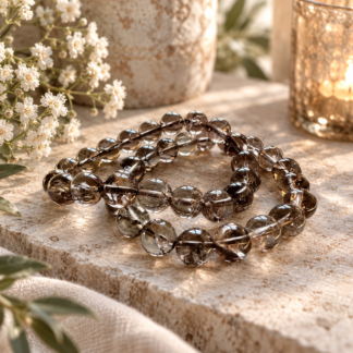 Armband - rökkvarts 10 mm regnbåge