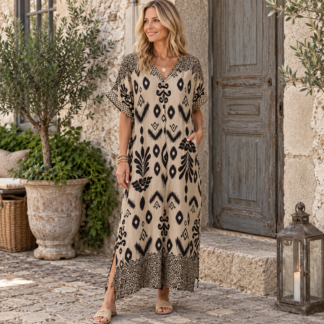 Border dress - black