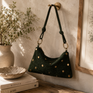 Suede stud bag - forest green