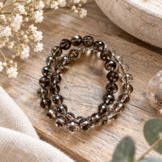 Armband - rökkvarts facetterad
