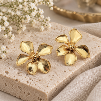 Metal flower ear - gold