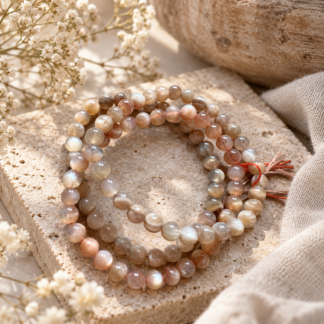 Armband - peach moonstone 6 mm