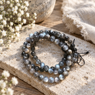 Armband - svart månsten 8 mm