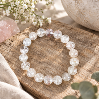 Armband - bergkristall/rosa hematoid 11 mm
