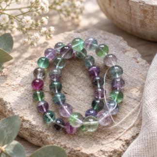 Armband - regnbågsfluorit 10 mm