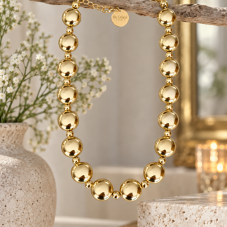 Gold bead necklace