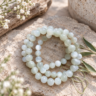 Armband - grön månsten 8 mm AA