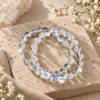 Armband - bergkristall 8 mm blå