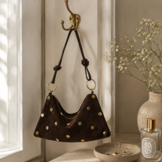Suede stud bag - chocolate