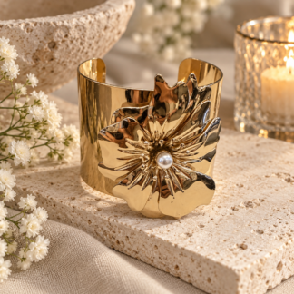 Bangle - big flower gold