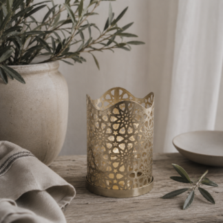 Lykta - Snowflake guld M