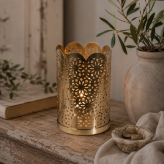 Lykta - Snowflake guld L