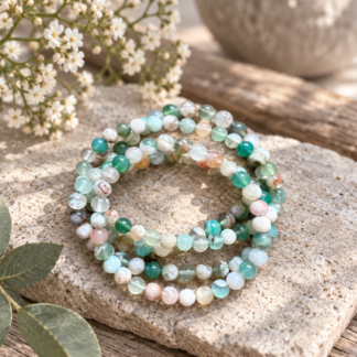 Armband - grön blomsteragat 6 mm