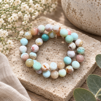 Armband - grön blomsteragat 11 mm